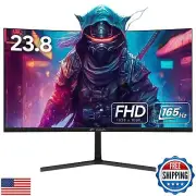 CRUA 24 Inch Curved Gaming Monitor, 144hz/165hz FHD 1080P Frameless Computer