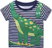 [Generic] Dino-Mite Summer Fun: Kids' Cotton Dinosaur Design Short Sleeve T-Shirt