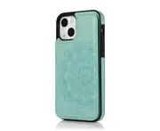 Iphone 15 Wallet Phone Case,Pu Leather Phone Case With RFID Blocking and 3 Card Holder-Green