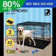 BEASTIE Dog Crate Pet Cage Kennel Cat Foldable Metal Playpen 42" Large