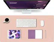 K KNODEL Leather Desk Mat, Office Desk Pad, Large Mouse Pad, Keyboard Pad, Computer and Laptop Mat for Desk, Desk Protector, Desktop Mat for Writing, Desk Blotter and Cover (80x40cm, Pink)