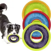 3 Pcs Dog Flying Discs, Interactive Dog Flyer Toys, Feedable Lightweight Dog Catch and Fetch Toys for Small Medium Large Dogs, Floats in Water & Safe on Teeth, 9.05 Inch