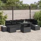 Garden Sofa Set Set of 8 Black Rattan polyester cushions vidaXL