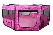55" Portable Puppy Pet Dog Soft Tent Playpen Folding Crate Pen New - Pink Camo