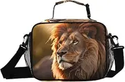 Lion Head Closeup Insulated Lunch Box for Women Men - Ideal for Work, Picnics - Includes Adjustable Shoulder Strap