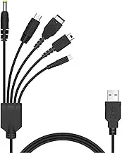 5 in 1 USB Charging Cable for Nintendo New 3DS(XL/LL), 3DS(XL/LL), 2DS, DSi(XL/LL), GBA SP, Wii U, PSP 1000/2000/3000 Charging Cable 1.2m Multi Game USB Charging Cable Black