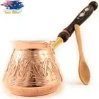 ACI Large 530ml Hammered Engraved Copper Turkish Coffee Pot w/ Wooden Handle