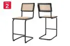 Set of 2 Matt Blatt Marcel Breuer Cesca Counter Stools Replica (Black/Rattan),