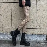 [PiurUf] Fishnet Socks Fishnet Transparent Stockings Over Knee Black White Sexy Suspender Tube Silk Thigh High Cute Sexy Erotic Gothic Stocking Stockings (Color : Black mid net, Size : One Size)