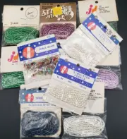 Beads Bead Lot Bugle Stimulated Pearls Loose & Strung 11 Sealed Packages VTG
