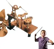 Handmade Metal Drummer Windmill, Drummer Windmill Garden Decoration, Rock Art Wind Spinners Weather Vane, for Yard Lawn Garden Patio (1PCS)
