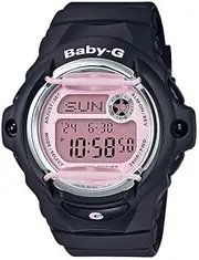 [Casio] Women's Baby-G Resin Band Digital Watch, Pink Dial, Black Band