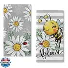 Seliem Spring Summer Daisy Flower Kitchen Dish Towels Set of 2, Bumble Bee Fl