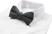 [Zasel] Mens Black & White Patterned Cotton Bow Tie Black, White, Silver