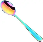 Spoons，Teaspoons， Dessert Spoons Colorful Mini Teaspoon Luxury Stainless Steel Rose Gold Small Silver Scoop Mirror Tablespoon Tableware for Party Rainbow