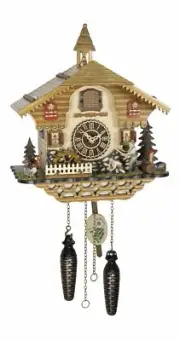 Quartz Cuckoo Clock Black forest house with music, moving farme.. TU 4238 QM NEW