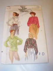 WOMENS UNCUT VOGUE 7158 Sewing Pattern BUTTON FRONT SHIRT TOP BLOUSE SIZE 12