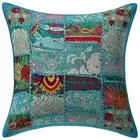Cotton Sofa Couch Pillows Turquoise Vintage Patchwork Floral Cushion Cover
