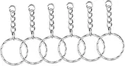 SAFIGLE 50 Pcs White K Pattern Metal Split Key Rings Durable Twisted Round Keychain with Jump Ring and Connector for DIY Crafts and Key Accessories