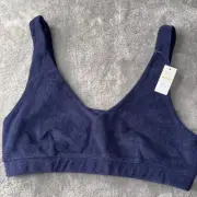 Offline by Aerie Bra Womens Medium Royal Navy Sports Lights Terry Ribbed Scoop