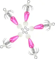 Fishing Gear Squid Octopus Hooks Lure Glow Sticks 5pcs Angling Hooks Set for Night Fishing Easy Replacement