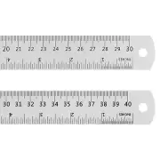 2pcs Steel Ruler 30cm 12 Inch & 40cm 16 Inch Metal with Conversion Table
