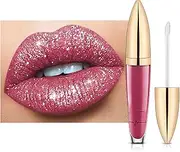 Diamond Lip Gloss Matte To Glitter Liquid Lipstick Waterproof, Diamond Shiny Long Lasting Lipstick Glitter Lipgloss Matte Liquid, GlitterLip Gloss For Women, Waterproof Makeup (A)