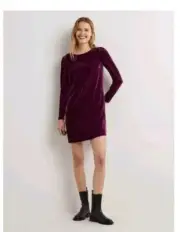 BODEN US Woman Mulled Wine Velvet Open Back Long Sleeves Evening Dress Size 2