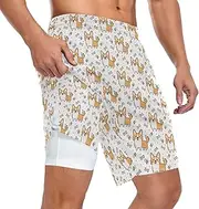 [ZZXXB] Corgi Dog Bone Athletic Shorts for Men with Pockets 2 in 1 Quick Dry Running Shorts S-3XL