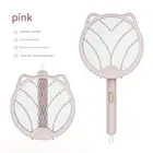 Pink 4-in-1 Foldable Electric Mosquito Swatter - Rechargeable Bug Zapper with UV
