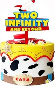 Two Infinity and Beyond Cake Topper Two Infinty and Beyond Birthday Decorations for Boys Cartoon Story 2nd Birthday Party Supplies Decorations (Style E)