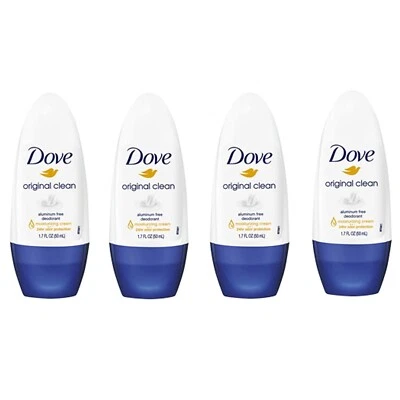 Dove Original Clean Roll on Deodorant, Aluminum Free, All Day Odor Protection, 4