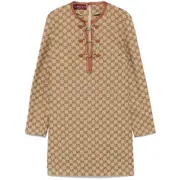 [Gucci] Gucci GG-canvas Horsebit-detail Mini Dress 40 IT BROWN