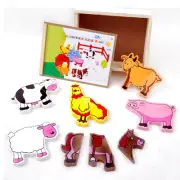 New wooden Magnetic Farm Animal puzzle box