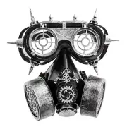 Black Silver Steampunk Goggles and Spiked Mask for Costume
