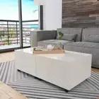High Gloss Coffee Table Extendable Side/End Desk with Wheels Cabinet Living Room