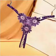 [WUIIEN] Body Chains Sexy Hollow Out Women Lingerie Floral Open Crotch Pearl Massage Underwear Thong Temptation Panties Body Jewellery