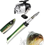 Pen Fishing Rod Kit - Lightweight Fish Shaped Portable Rod, Foldable Fishing Rod | Comfortable Travel Friendly Fishing Tackle and Long Lasting Spin Reel Combo for Travel Saltwater Freshwater Saltwater