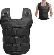 Weighted Vest,YIWENG Max Loading 50kg Adjustable Weighted Vest Weight Jacket Ox Exercise Weight Loading Cloth Strength Training (Empty), Black