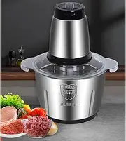 Multi-Purpose Baby Food Processor, Stainless Steel Electric Meat Grinder Two-Speed Meat Mincer Stuffing Machine for Meat/Fish/Vegetable/Baby Food,2L