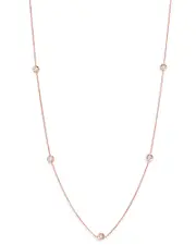 Roberto Coin 18K Rose Gold Diamond by the Inch Station Necklace, 16-18