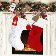 Christmas Stockings Personalised 2 Pack-Large Rustic Cable Knitted Christmas Stockings for Christmas Decorations- Fireplace Hangings for Family Holiday Season, Farmhouse and Home Décor