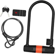 MOBUTOFU Bike Lock Anti Theft Chain Lock U-Shaped Lock Full Solid Steel Cable Key Mountain Bike Accessories Black Orange
