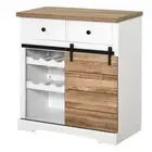 HOMCOM Storage Cabinet with Wine Racks for Kitchen + 2 Pull-Out Drawers Brown