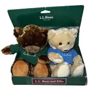 LL Bean Teddy Bear + Ellie Bear Plush Very Rare New In Box Mary Meyer 8 Inch