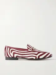 [Gucci] Gucci - Jordaan Horsebit-detailed Zebra-print Calf Hair Loafers - White - IT41 IT 41 White