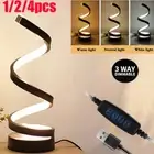 2/4pcs Bedside Lamp Dimmable Spiral LED Table Lamp Nightstand Desk Reading Light