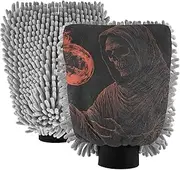 XYMZR Death Skeleton Ball Absorbent Microfiber Car Wash Mitt, Funny Cute Anime Scratch Free for Cars Cleaning, Home Cleaning Mitts, 2 Pack, 10.24” L x 7.09” W