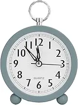 Luqeeg 4 Inch Analogue Alarm Clock, Battery Operated, Super Quiet, Non-Ticking Blue Inner Clock, Simple Design, Easy to Adjust, Small Alarm Clock for Shelf, Bedside, Desk