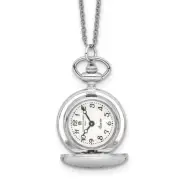 28" Charles Hubert Chrome-finish Quilted Design Pendant Watch Necklace